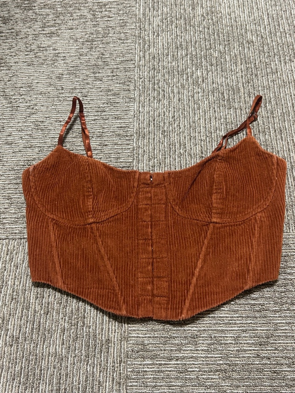 Windsor Rust Brown Corduroy Bustier Crop Top